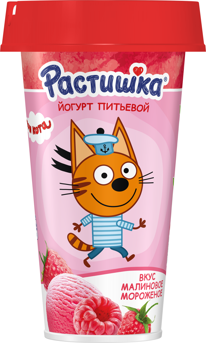 Питьевой йогурт Растишка Клубничный пломбир 190 г в стаканчике для ...