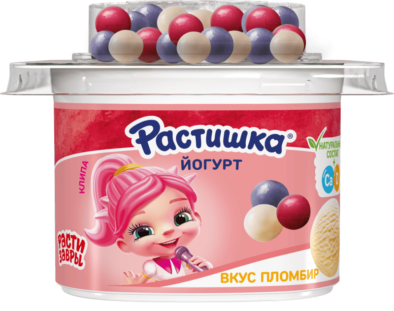 Растишка йогурт с драже вкус пломбир — вид слева