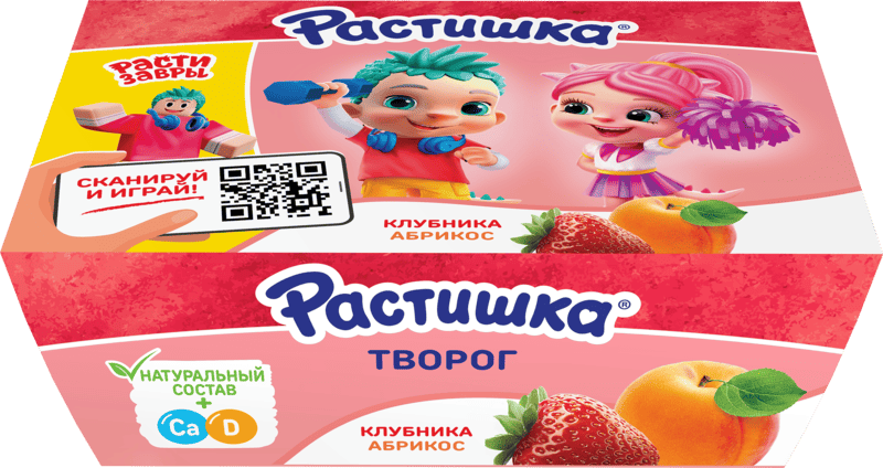 Творожок Растишка клубника абрикос 6x45 г, упаковка