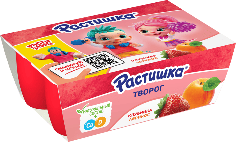 Творожок Растишка клубника абрикос 6x45 г, упаковка