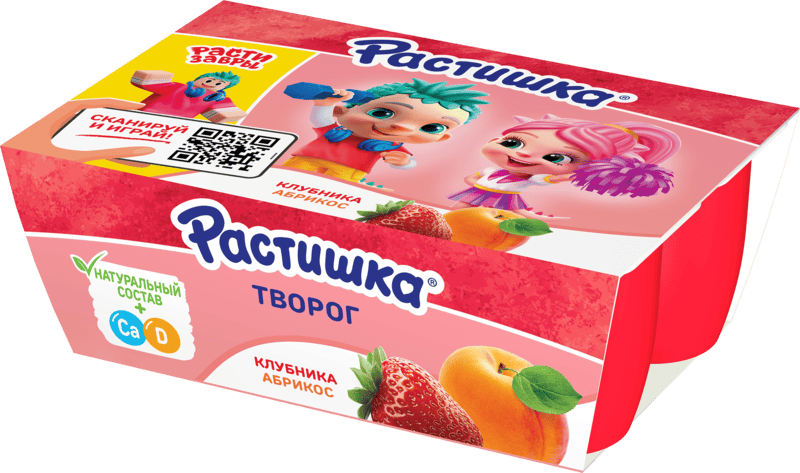Творожок Растишка клубника абрикос 6x45 г, упаковка
