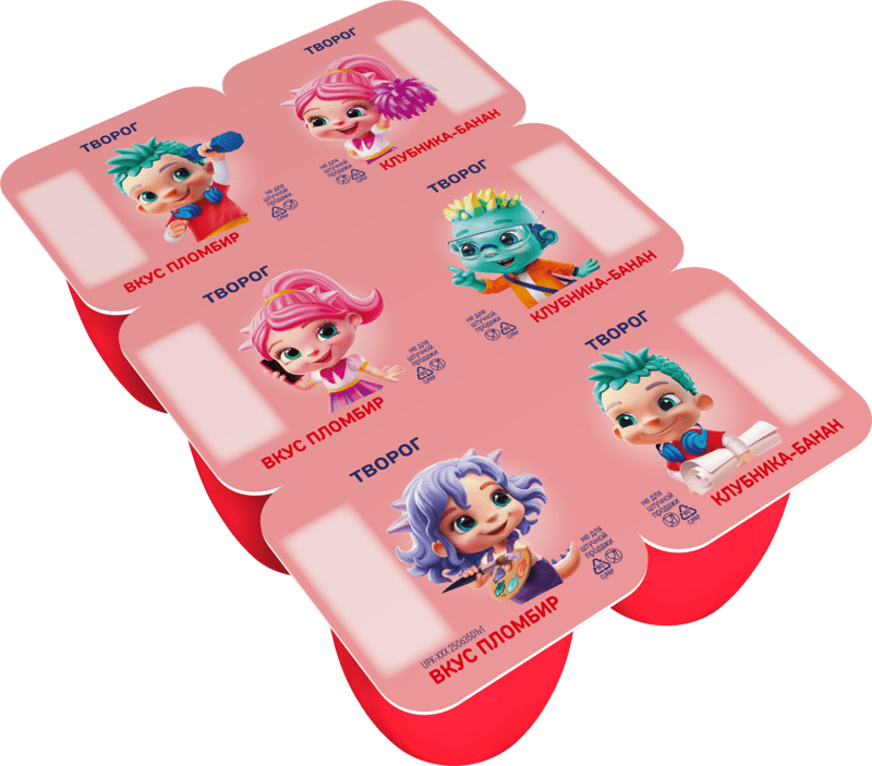 Творожок Растишка клубника банан вкус пломбир 6x45 г