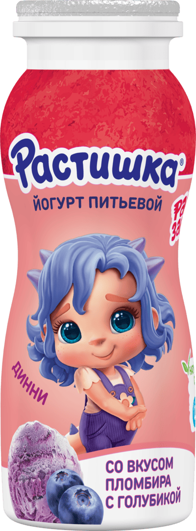 Питьевой йогурт со вкусом пломбира с голубикой — Динни