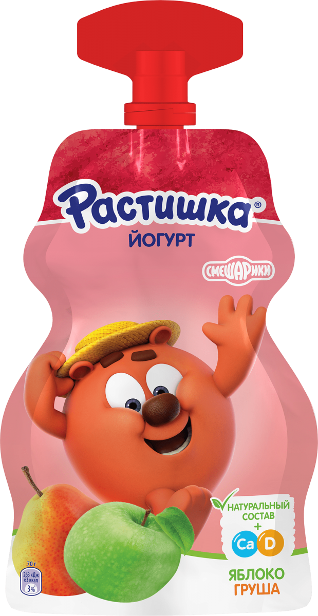Питьевой йогурт Растишка Малина-банан 70 г в пауче для детей — состав ...